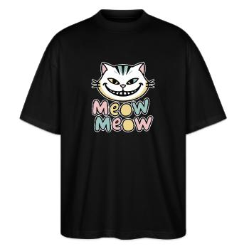 MIAU MIAU - Stanley/Stella Oversized Unisex Bio T-Shirt Blaster 2.0 - Schwarz - Vorne - Alina (178cm) & Michal (187cm)