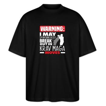 Krav Maga Schutz Kämpfer - Stanley/Stella Oversized Unisex Bio T-Shirt Blaster 2.0 - Schwarz - Vorne - Alina (178cm) & Michal (187cm)