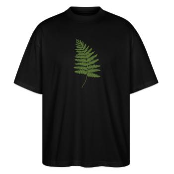 Think Green Farn Naturfreunde T-Shirt - Stanley/Stella Oversized Unisex Bio T-Shirt Blaster 2.0 - Schwarz - Vorne - Alina (178cm) & Michal (187cm)