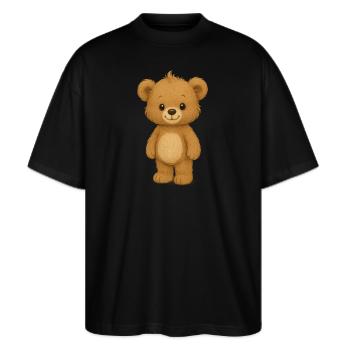 Teddybär - Stanley/Stella Oversized Unisex Bio T-Shirt Blaster 2.0 - Schwarz - Vorne - Alina (178cm) & Michal (187cm)