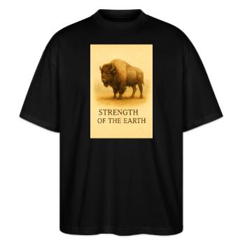 Die Stärke des Erdbisons - Stanley/Stella Oversized Unisex Bio T-Shirt Blaster 2.0 - Schwarz - Vorne - Alina (178cm) & Michal (187cm)