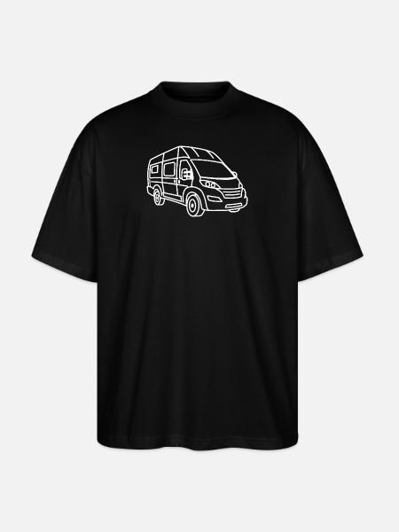 Kastenwagen / Camper Van - Front - Weiß - Stanley/Stella Oversized Unisex Bio T-Shirt Blaster 2.0 - Schwarz