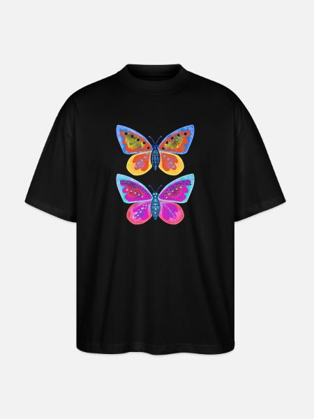Huebsche Schmetterlinge - Stanley/Stella Oversized Unisex Bio T-Shirt Blaster 2.0 - Schwarz