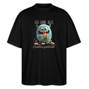 Cookies löschen - Stanley/Stella Oversized Unisex Bio T-Shirt Blaster 2.0 - Schwarz - Vorne - Alina (178cm) & Michal (187cm)