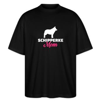Schipperke - Stanley/Stella Oversized Unisex Bio T-Shirt Blaster 2.0 - Schwarz - Vorne - Alina (178cm) & Michal (187cm)