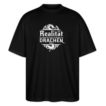 Pen and paper afraid of dragons - Stanley/Stella Oversized Unisex Bio T-Shirt Blaster 2.0 - Schwarz - Vorne - Alina (178cm) & Michal (187cm)