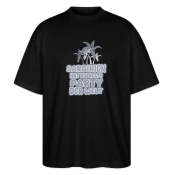 Sardinien als Urlaub - Stanley/Stella Oversized Unisex Bio T-Shirt Blaster 2.0 - Schwarz - Vorne - Alina (178cm) & Michal (187cm)