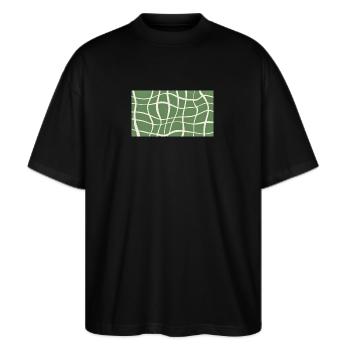 grün kariert - Stanley/Stella Oversized Unisex Bio T-Shirt Blaster 2.0 - Schwarz - Vorne - Alina (178cm) & Michal (187cm)