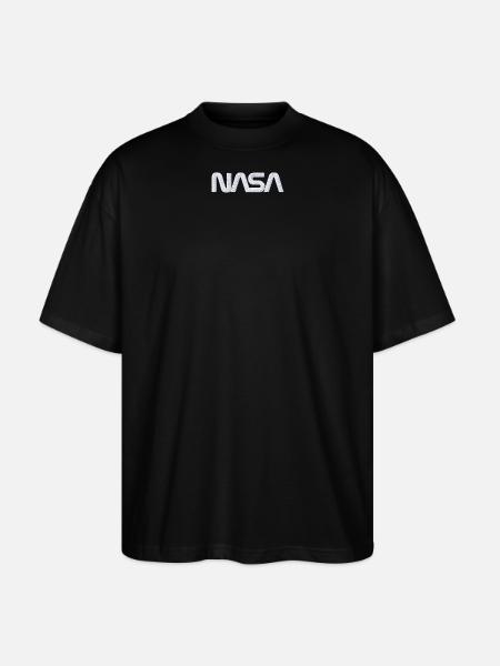 Nasa Logo Weiß Stick - Stanley/Stella Oversized Unisex Bio T-Shirt Blaster 2.0 - Schwarz