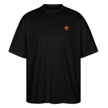 Seestern bestickt - Stanley/Stella Oversized Unisex Bio T-Shirt Blaster 2.0 - Schwarz - Vorne - Alina (178cm) & Michal (187cm)