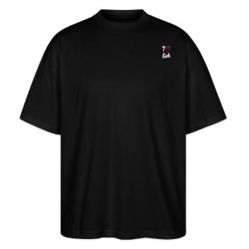 Die Drei ??? Kids Logo Stick - Stanley/Stella Oversized Unisex Bio T-Shirt Blaster 2.0 - Schwarz - Vorne - Alina (178cm) & Michal (187cm)