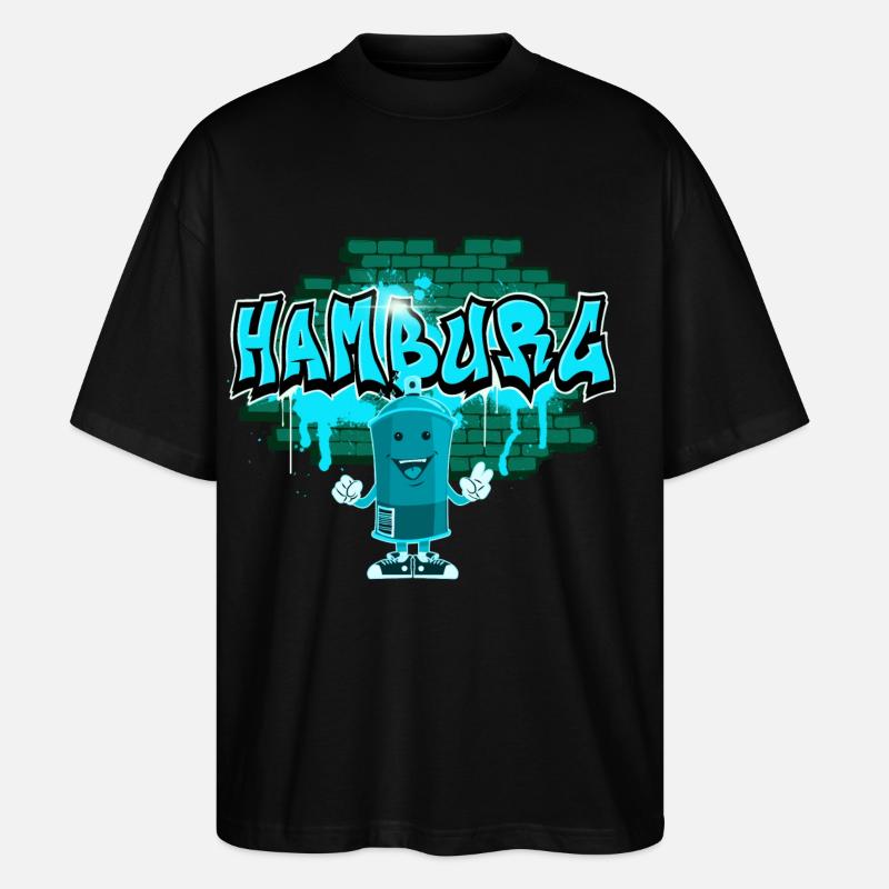 Graffiti à Hambourg - T-shirt bio Blaster 2.0 coupe oversize Stanley/Stella Unisexe - noir