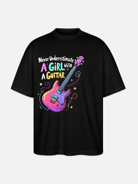 Girl with Guitar Power - Stanley/Stella Oversized Unisex Organic T-shirt Blaster 2.0 - black