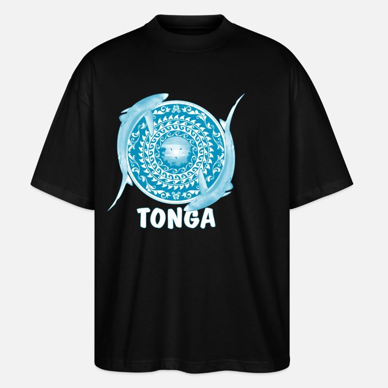 Tonga Blue Sharks - Stanley/Stella Oversized Unisex Organic T-shirt Blaster 2.0 - black