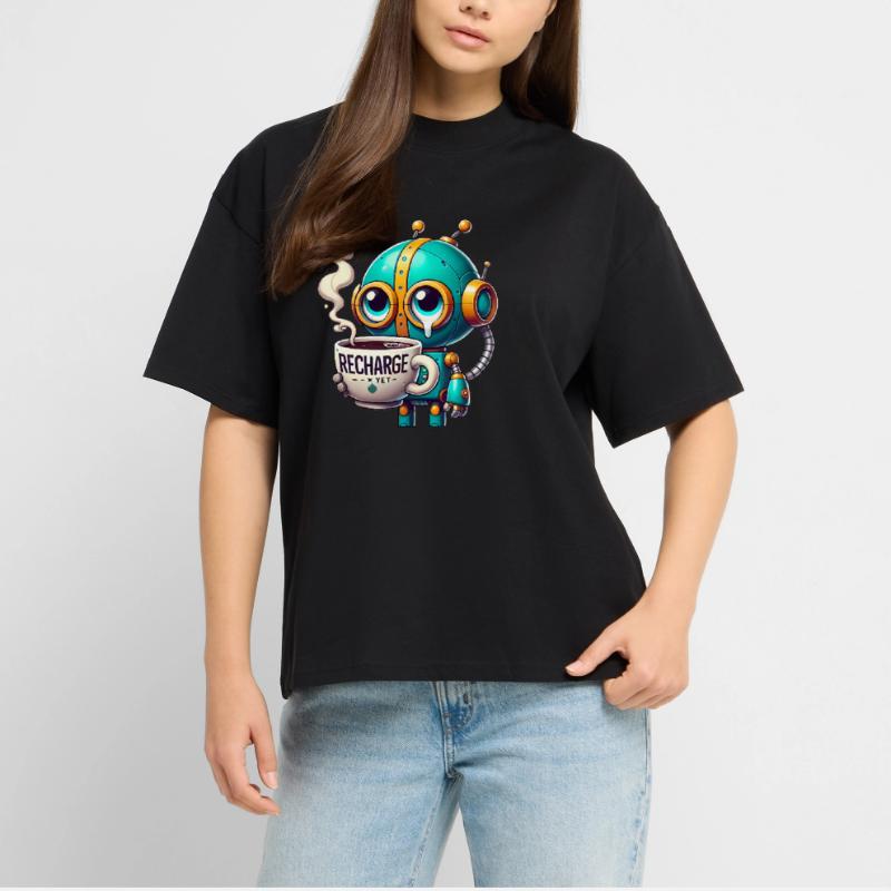 CoffeeFueled Robot Recharge Mode Stanley/Stella Oversized Unisex Organic T-shirt Blaster 2.0