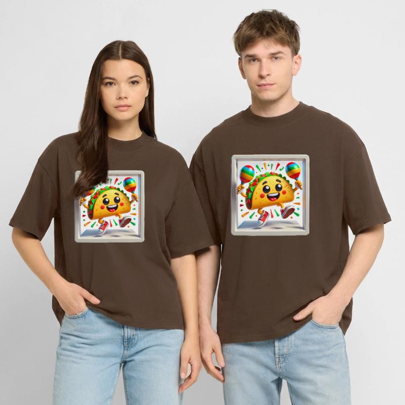 Dancing Taco with Maracas Fun Design Stanley/Stella Oversized Unisex Organic T-shirt Blaster 2.0