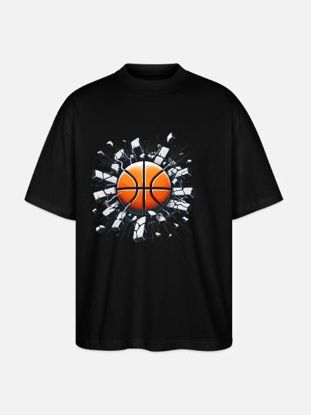 Basketball Crashing Through Wall Design - Stanley/Stella Oversized Unisex Organic T-shirt Blaster 2.0 - black