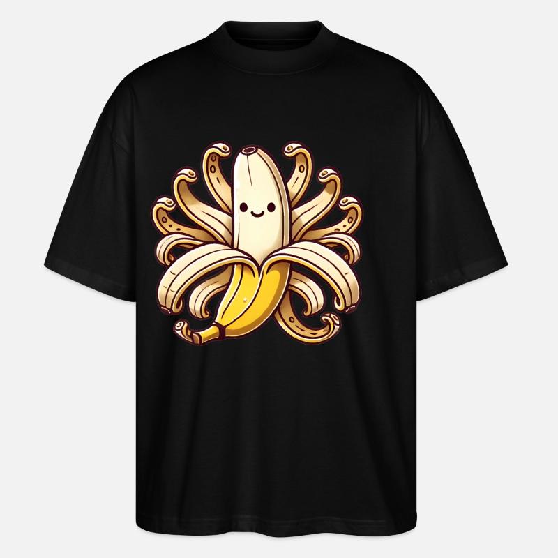 Playful OctoBanana Illustration - Stanley/Stella Oversized Unisex Organic T-shirt Blaster 2.0 - black