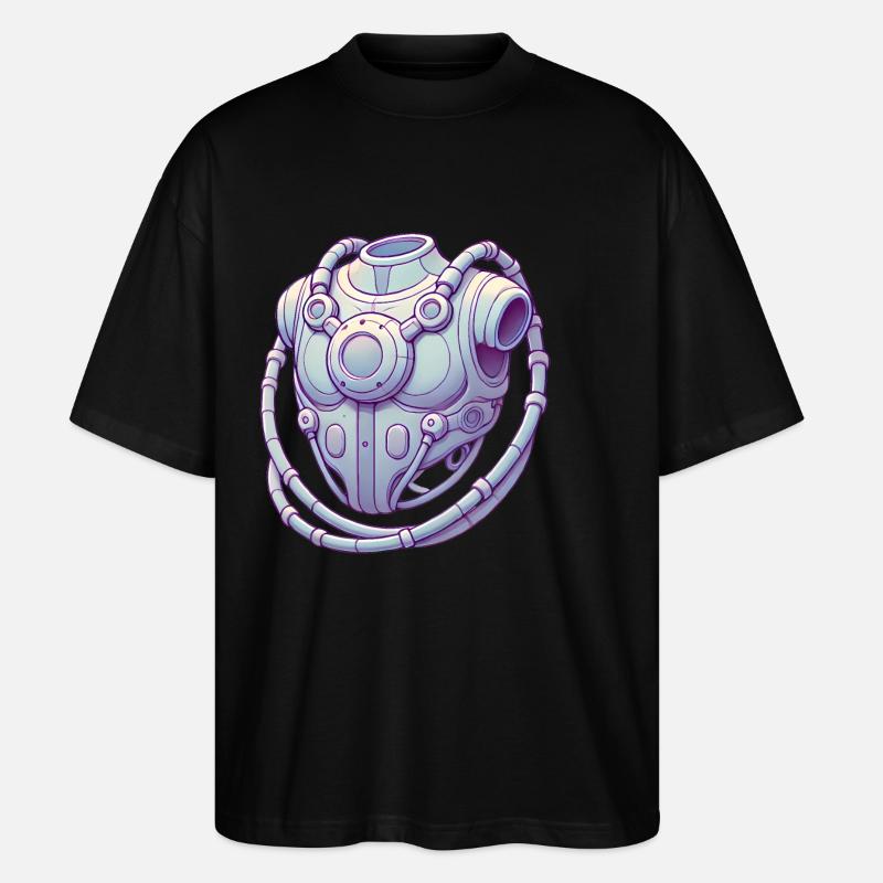 Futuristic Chest Device Graphic Tee - Stanley/Stella Oversized Unisex Organic T-shirt Blaster 2.0 - black