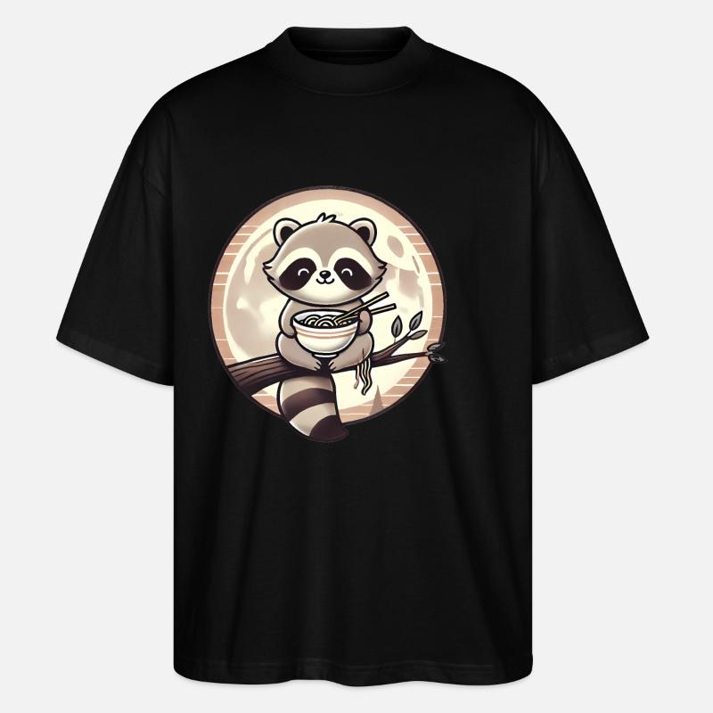 Waschbär Ramen Mondschein Genuss - Stanley/Stella Oversized Unisex Bio T-Shirt Blaster 2.0 - Schwarz