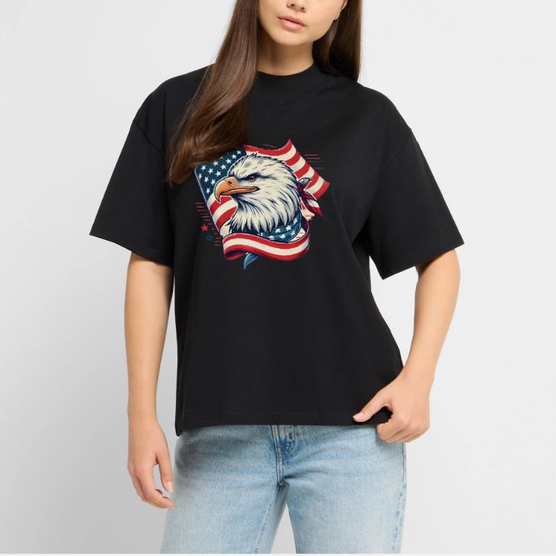 Patriotic Eagle with American Flag Stanley/Stella Oversized Unisex Organic T-shirt Blaster 2.0