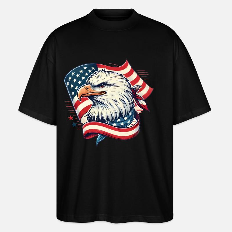 Aigle patriotique avec drapeau américain - T-shirt bio Blaster 2.0 coupe oversize Stanley/Stella Unisexe - noir