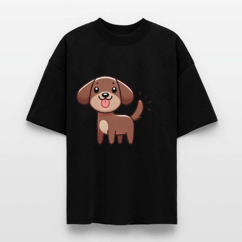 Chien de dessin animé heureux avec queue qui remue T-shirt bio Blaster 2.0 coupe oversize Stanley/Stella Unisexe