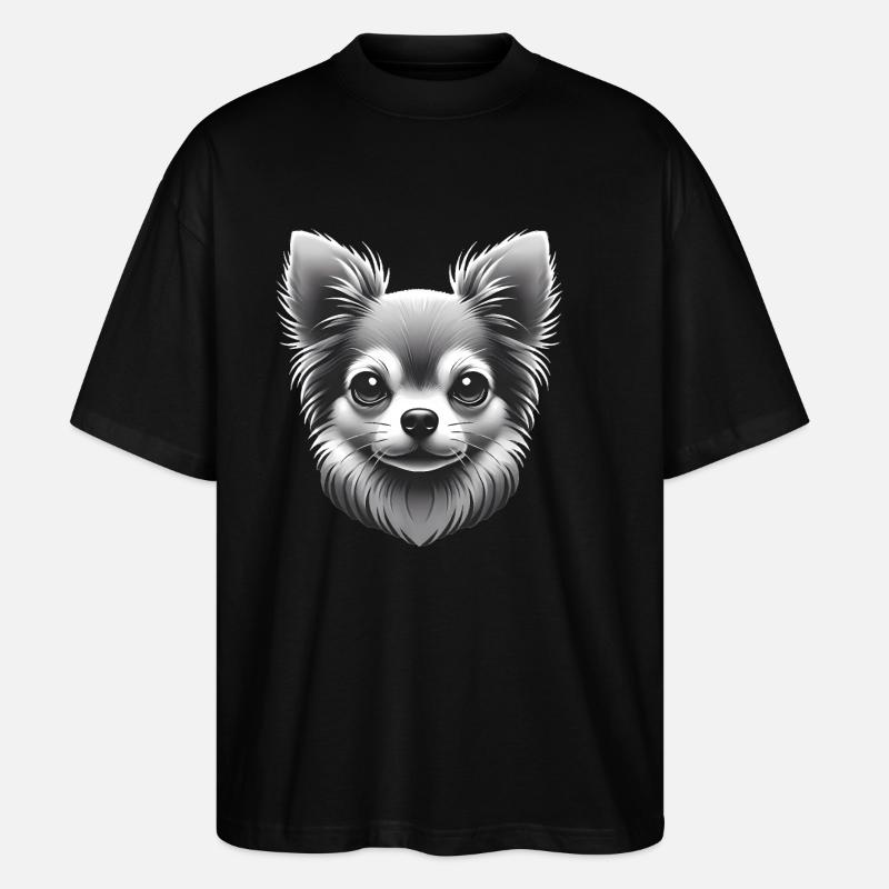 Chihuahua Grayscale Art TShirt Design - Stanley/Stella Oversized Unisex Organic T-shirt Blaster 2.0 - black