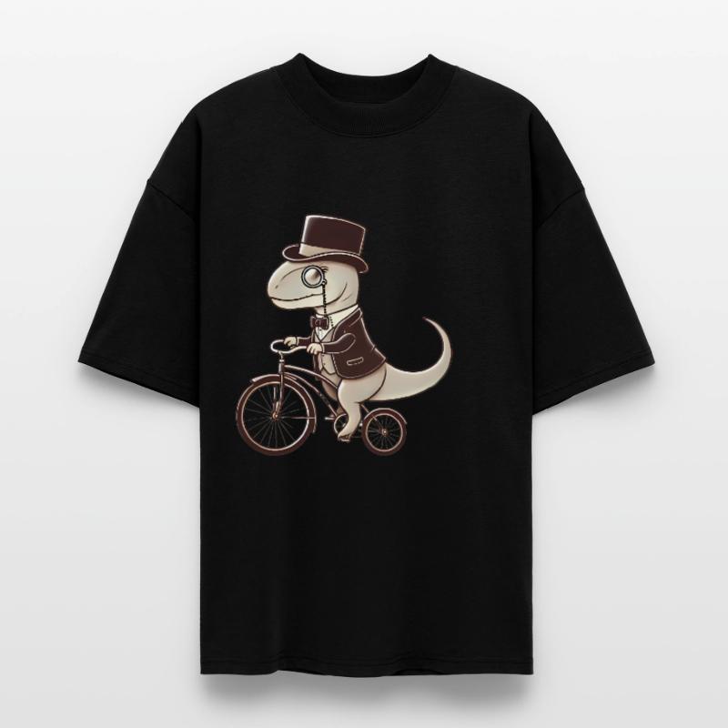 Dapper Dinosaur on Vintage Bicycle Stanley/Stella Oversized Unisex Organic T-shirt Blaster 2.0