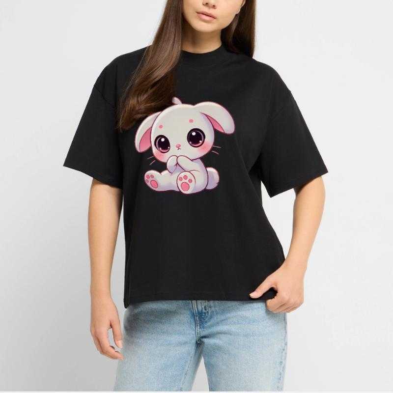 Adorable Bunny Nibbling Graphic Stanley/Stella Oversized Unisex Organic T-shirt Blaster 2.0