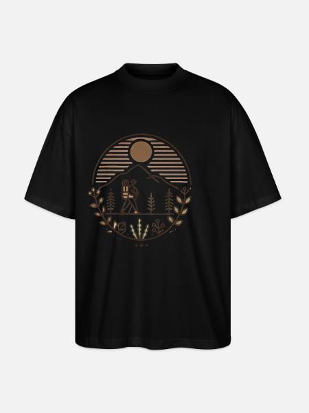 Friedlicher Bergwanderer Illustration - Stanley/Stella Oversized Unisex Bio T-Shirt Blaster 2.0 - Schwarz