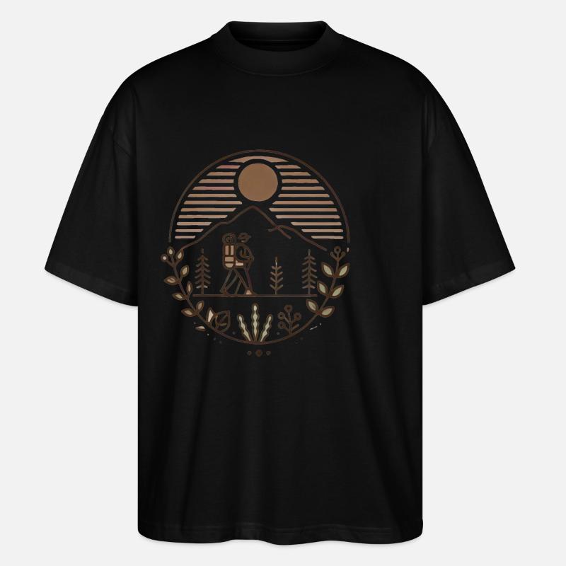 Peaceful Mountain Hiker Illustration - Stanley/Stella Oversized Unisex Organic T-shirt Blaster 2.0 - black