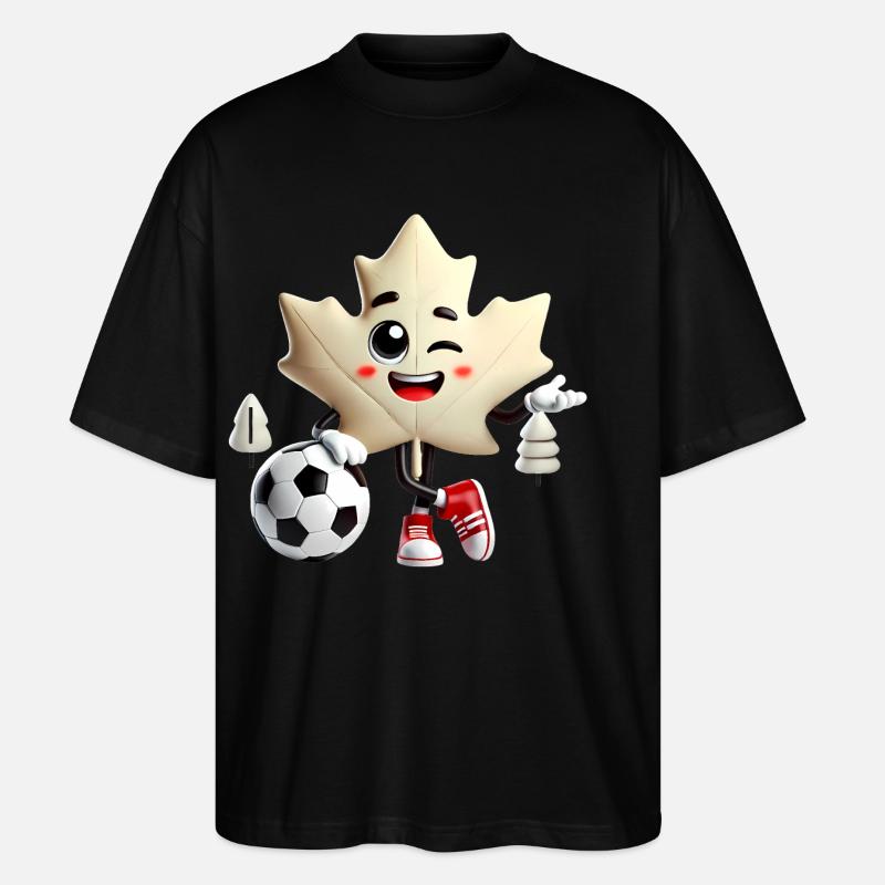 Canada Maple Leaf Soccer Mascot - Stanley/Stella Oversized Unisex Organic T-shirt Blaster 2.0 - black