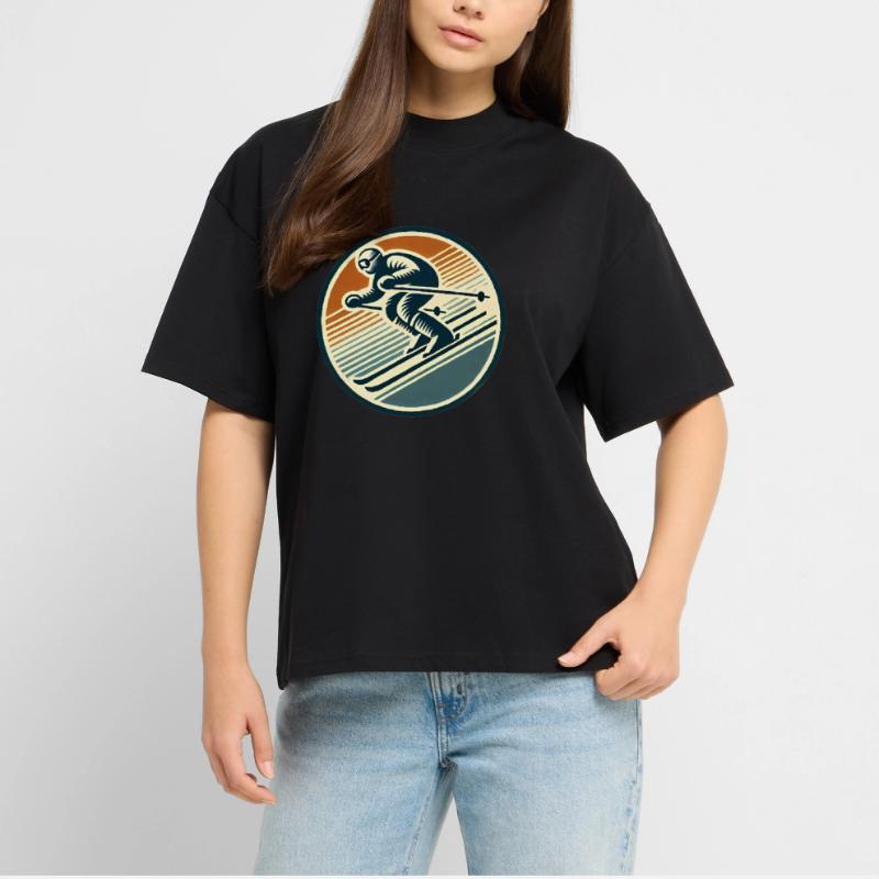 Conception de badge de ski rétro T-shirt bio Blaster 2.0 coupe oversize Stanley/Stella Unisexe
