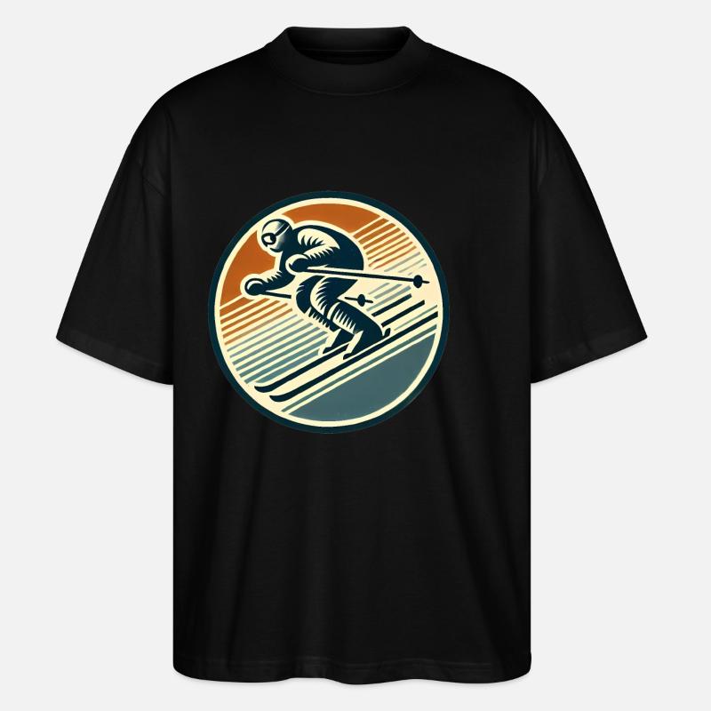 Retro-Ski-Abzeichen-Design - Stanley/Stella Oversized Unisex Bio T-Shirt Blaster 2.0 - Schwarz