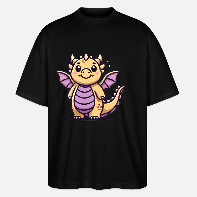 Cute Golden Dragon Cartoon Illustration - Stanley/Stella Oversized Unisex Organic T-shirt Blaster 2.0 - black