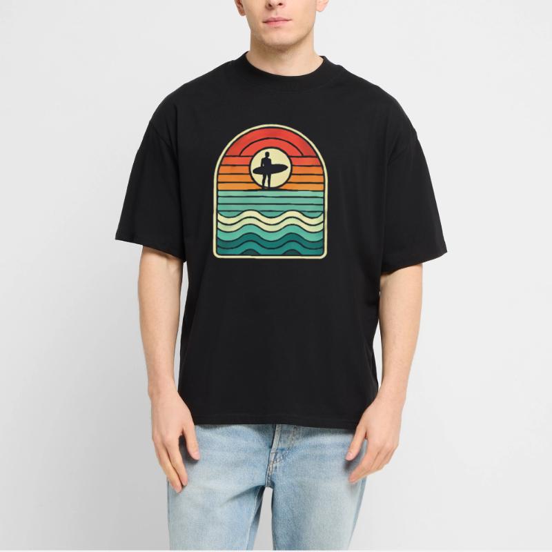 Retro Sunset Surfer Silhouette Stanley/Stella Oversized Unisex Organic T-shirt Blaster 2.0