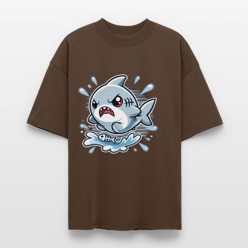 requin en colère éclaboussure dessin animé design T-shirt bio Blaster 2.0 coupe oversize Stanley/Stella Unisexe