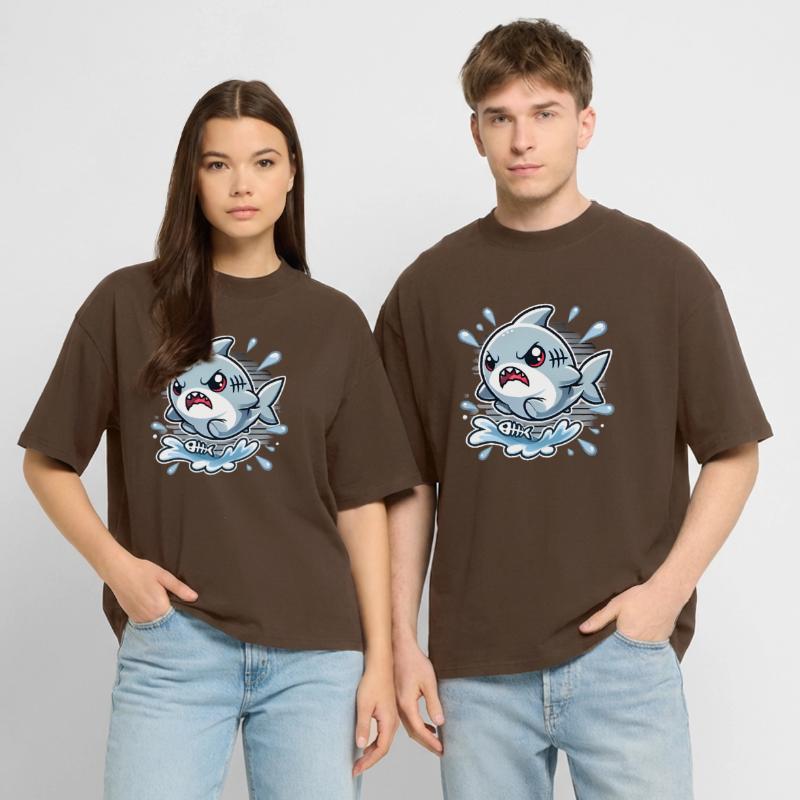 requin en colère éclaboussure dessin animé design T-shirt bio Blaster 2.0 coupe oversize Stanley/Stella Unisexe