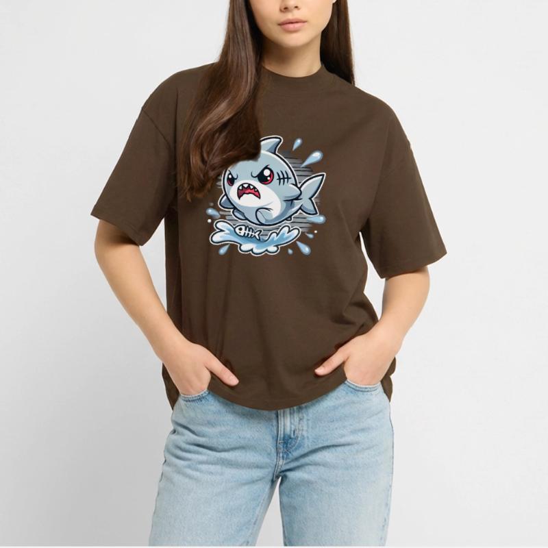 requin en colère éclaboussure dessin animé design T-shirt bio Blaster 2.0 coupe oversize Stanley/Stella Unisexe