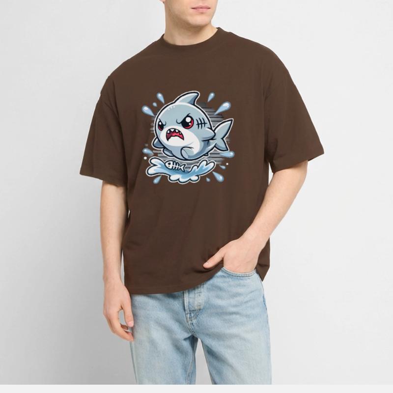 requin en colère éclaboussure dessin animé design T-shirt bio Blaster 2.0 coupe oversize Stanley/Stella Unisexe