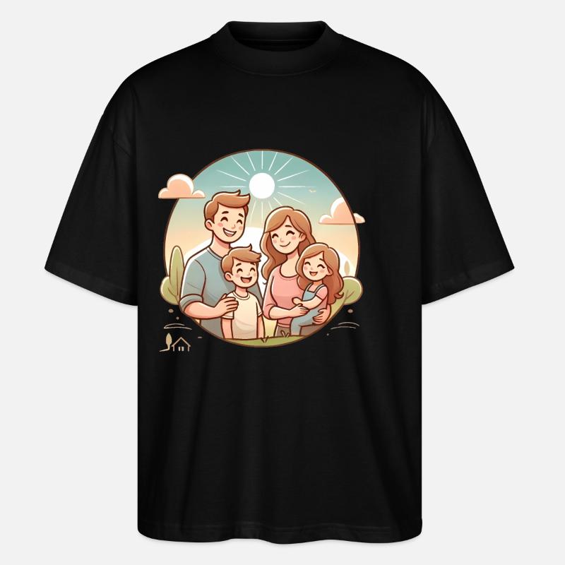 Glückliche Familie Illustrationsdesign - Stanley/Stella Oversized Unisex Bio T-Shirt Blaster 2.0 - Schwarz