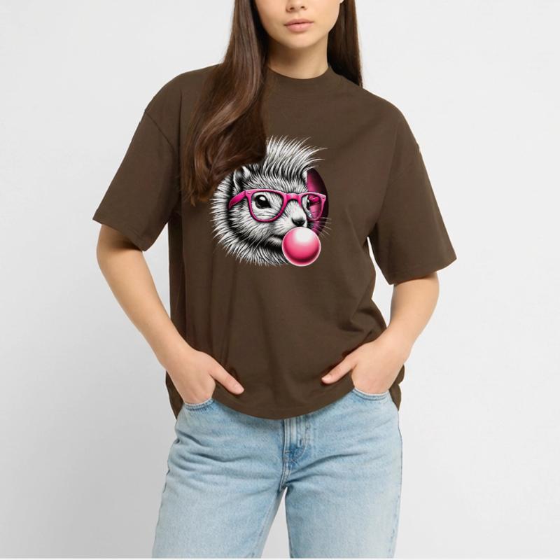 Quirky Squirrel with Pink Glasses Stanley/Stella Oversized Unisex Organic T-shirt Blaster 2.0