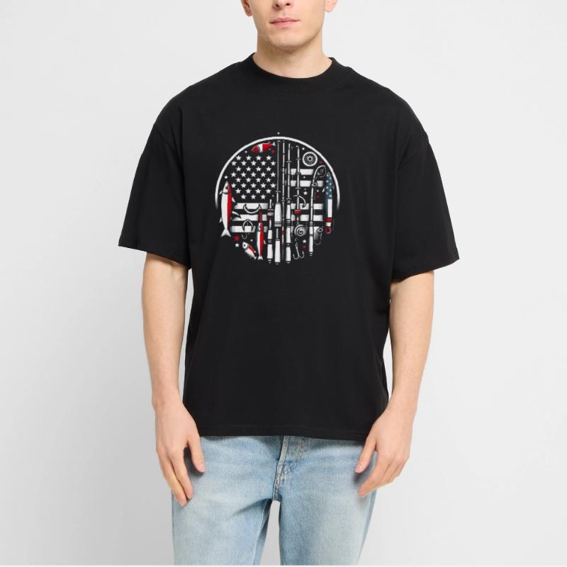 Canne à pêche American Flag Design T-shirt bio Blaster 2.0 coupe oversize Stanley/Stella Unisexe