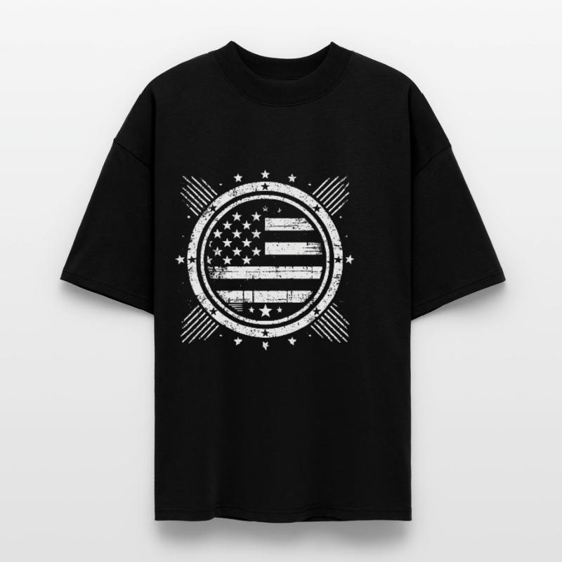 Distressed Flag Grunge Design Stanley/Stella Oversized Unisex Organic T-shirt Blaster 2.0