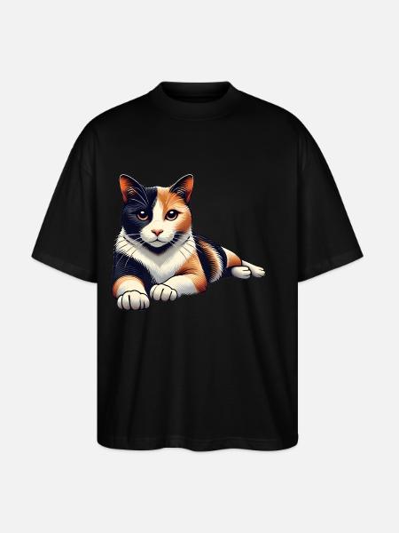 Entspannte Katzekatze Illustration - Stanley/Stella Oversized Unisex Bio T-Shirt Blaster 2.0 - Schwarz
