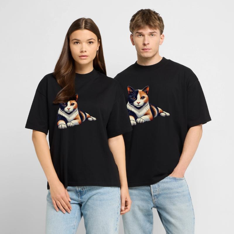 Illustration de chat calicot détendu T-shirt bio Blaster 2.0 coupe oversize Stanley/Stella Unisexe