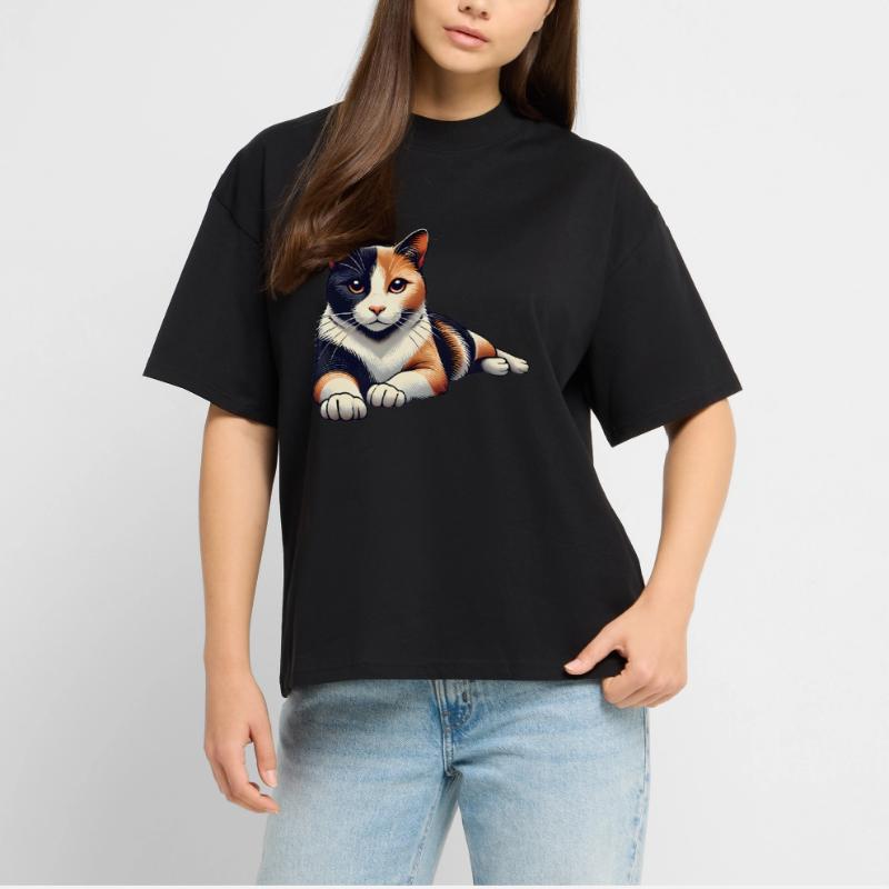 Illustration de chat calicot détendu T-shirt bio Blaster 2.0 coupe oversize Stanley/Stella Unisexe