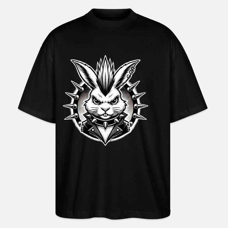 Punk Hase im verliebten Design - Stanley/Stella Oversized Unisex Bio T-Shirt Blaster 2.0 - Schwarz