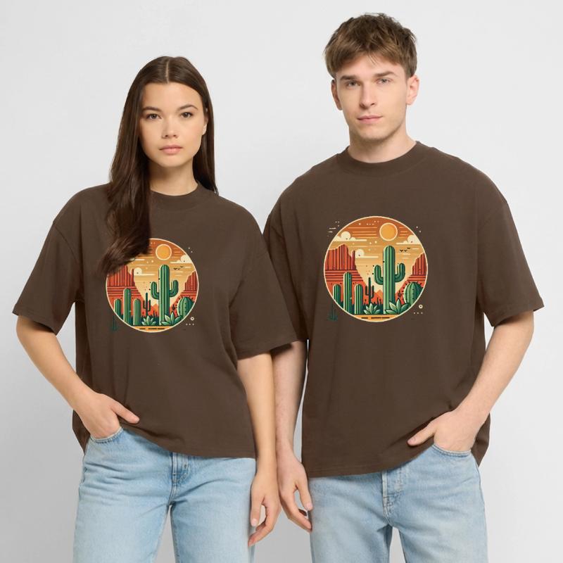 Coucher de soleil dans le désert avec paysage de cactus T-shirt bio Blaster 2.0 coupe oversize Stanley/Stella Unisexe